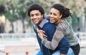 Mixed-Race Couple, Piggyback